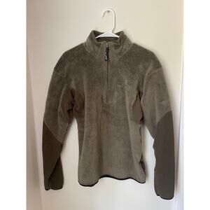 Polartec Fleece Quarter Zip Pullover Brown Outdoor Jacket Men’s L